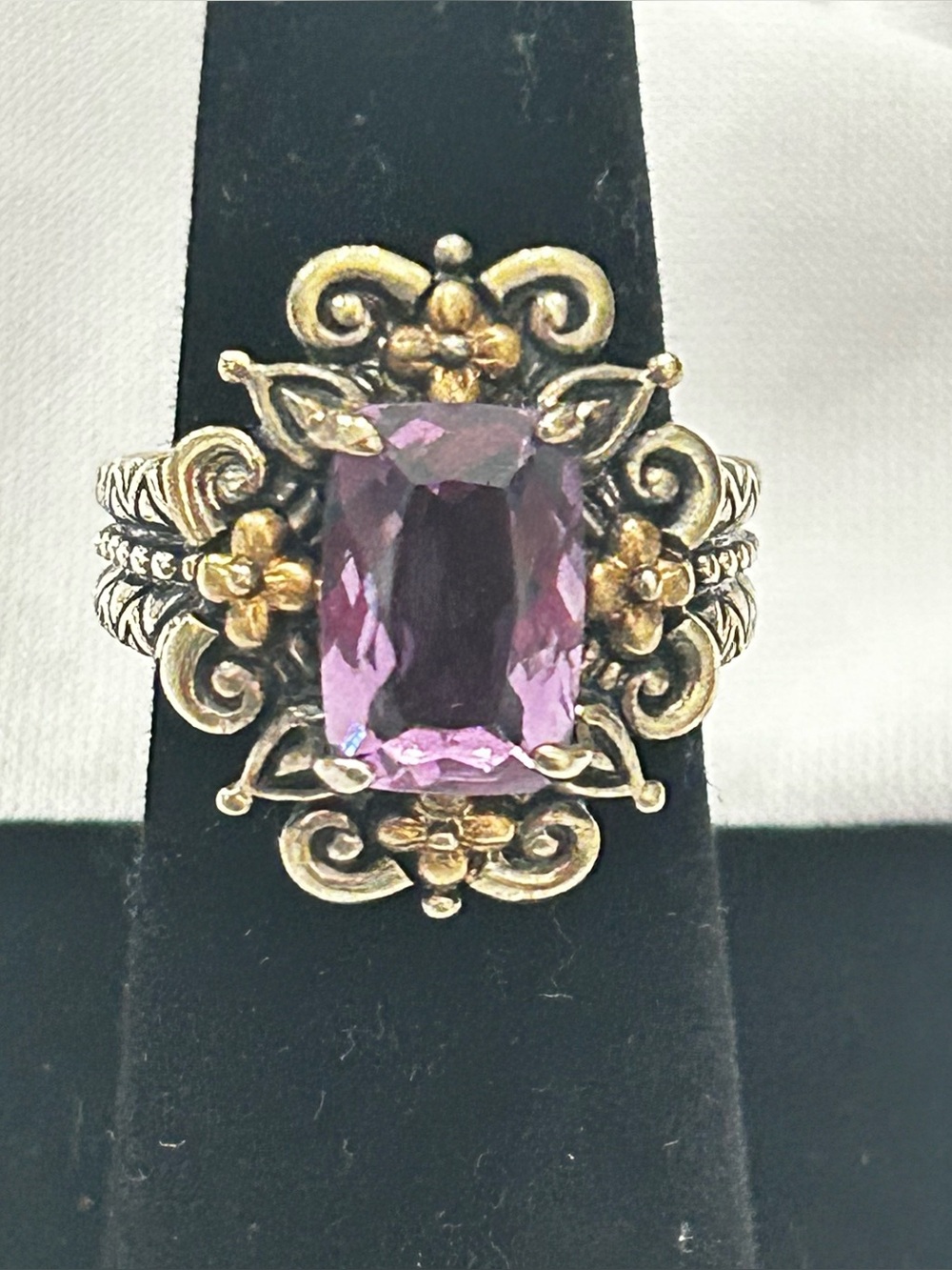 Barbara Bixby Amethyst Floral Filigree Ring Size 7